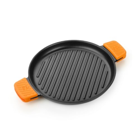 BRA A441633 Effektives Runder Grillrost mit Streifen, hergestellt aus Eisen Fu, Gusseisen, Schwarz