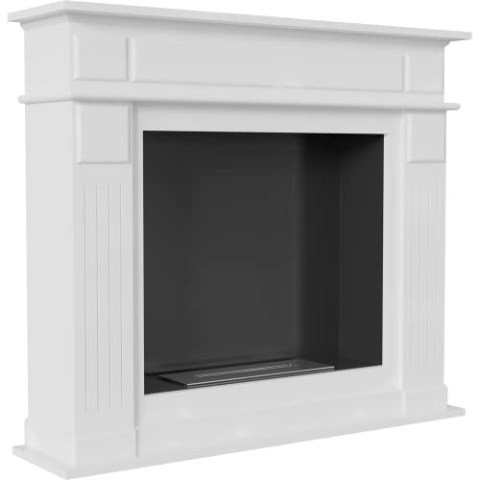 KRATKI November Indoor Bio Ethanol Portalkamin Freistehende FeuerstelleMDF-Gehäuse mit Stahleinsatz Biocontainer 0,75 l TÜV-geprüft 101 x 115 cm weiß