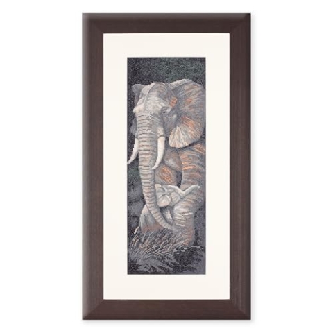 Lanarte Kreuzstich Stickpackungen Gezählter Kreuzstichbilder Set ELEFANT MIT JUNGEM Wanddekoration Handarbeit Set für Erwachsene 17 x 50 cm DIY Deko Bastelset Handwerker Kreative Geschenkset