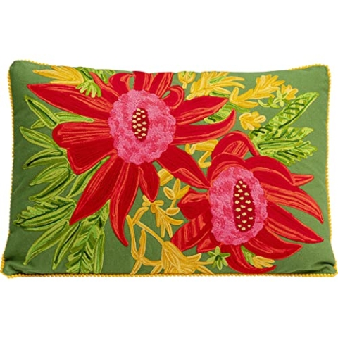 Kare Design Kissen Fiorista, Grün, 60x40cm, Zierkissen, Dekokissen, Couchkissen mit Reißverschluss, Bezug 100% Baumwolle