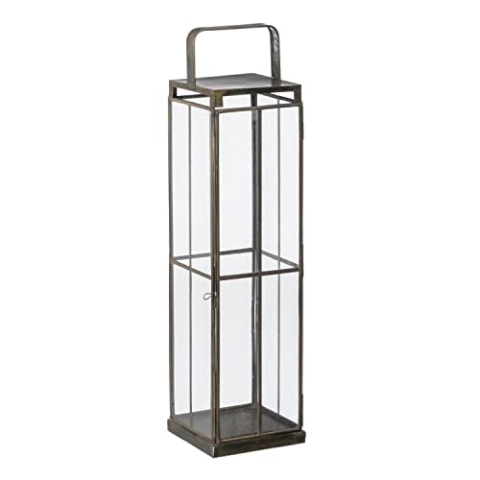 Teelichthalter 16 x 16 x 64 cm Glas Gold Metall