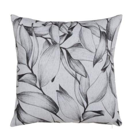 BigBuy Home Kissen aus Polyester, Baumwolle, Weiß, Schwarz, Blätter, 45 x 45 cm, Marke EAN: 8445146084996