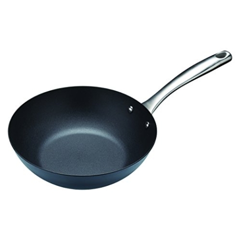 MasterClass Induktionsfähiger Wok aus Kohlenstoffstahl mit PTFE-, PFOA- und BPA-freiem Antihaftbeschichtung, 24,5 cm, schwarz
