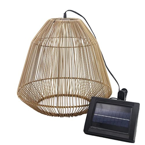 Lumisky MAYA Hängeleuchte, im Boho-Natur-Stil, solarbetrieben, korbgeflochten, LED, warmweiß, Höhe 39 cm