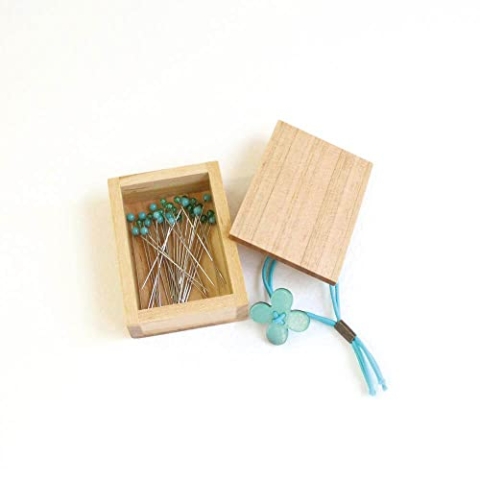 Cohana 45-208 Glass Head Pins Wooden Box, Glas Stahl, Green, 0.5x35mm, 30 Count