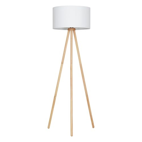 Briloner Leuchten - Stehleuchte, Wohnzimmerlampe, Stoffschirm in weiß, E27, inkl. Schnurschalter