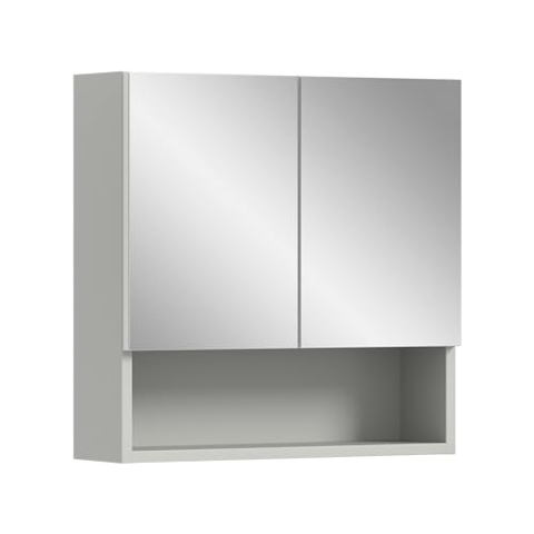xonox.home Badezimmer Copa Spiegelschrank Badspiegelschrank Spiegelschränke fürs Bad Badspiegelschrank Front Spiegelfläche Korpus hellgrau Nb.,ca.55x55x17 cm