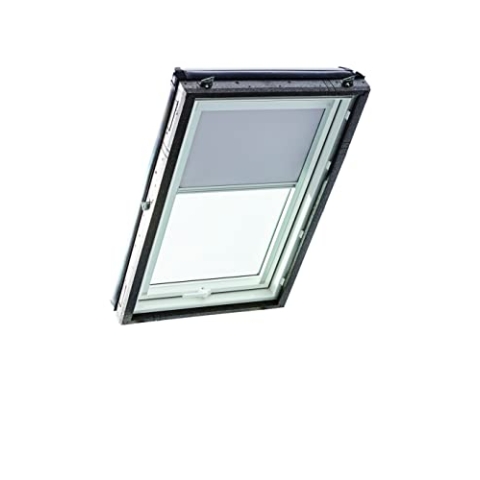 Original Roto Verdunkelungsrollo ZRV - Nahezu vollständige Verdunkelung - Führungsschiene Silber - Dachfenster Baureihe Designo R4/R7 und Classic 43/73 - Größe 094/118 | 09/11 - Stofffarbe Hellgrau