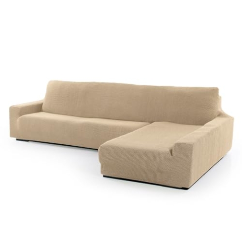 SOFASKINS® super elastischer Chaise Longue überzug, Sofabezug rechte Lange Armlehne, Sofa überzug atmungsaktiv, bequem und langlebig, Kompatible Abmessungen des Sofas (210-340 cm), Farbe beig