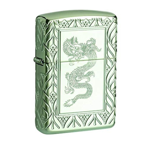 Zippo Feuerzeug 150 Currency Design, Armor High Polish Green-Elegant Dragon, 5,83,81,2