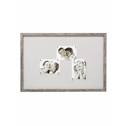 Deknudt Frames S45RH7-M-40.0x60.0 Magnetwand in grau-beige Holzfarbe für 9 Bilder, magnetisch mit 10 Magneten