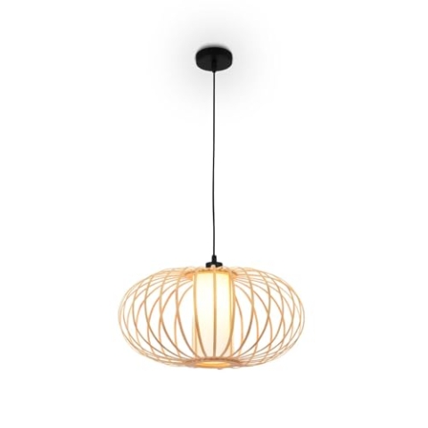 BRILONER – Bambus Pendelleuchte, Deckenlampe für das Wohnzimmer, Deckenleuchte Holz, Lampe Wohnzimmer, Wohnzimmerlampe, Boho, E27 Fassung, 40 cm