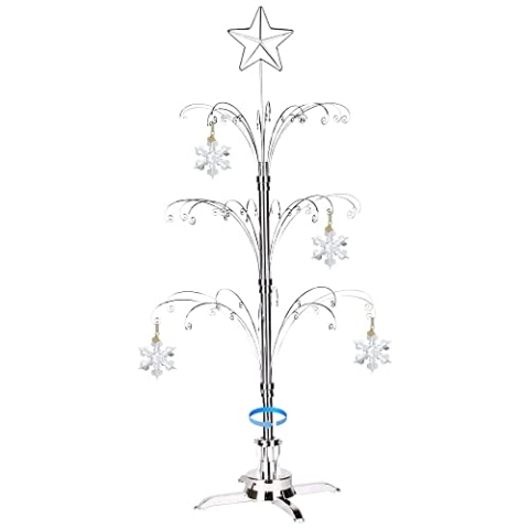 HOHIYA Metall Weihnachten Ornament Display Baum drehbarer Ständer 119,4 cm (Silber)