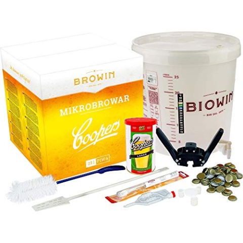 Browin Komplettes Startset zur Herstellung von hausgemachtem Bier beinhaltet einen Gärbehälter, Malzkonzentrat, Kunststoff, Multicolored, cm, 40 x 40 x 40 cm, 1 Einheiten