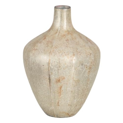 BigBuy Home Vase weiß Glas 18 x 18 x 25 cm