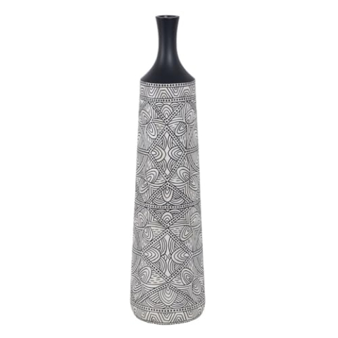 BigBuy Home Vase weiß schwarz Polyresin 20 x 20 x 80 cm
