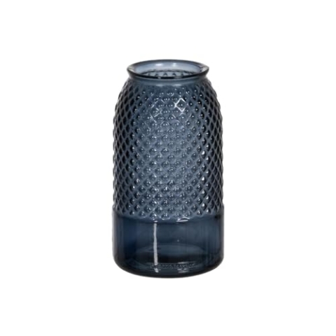 BigBuy Home Blaue Vase aus recyceltem Glas, 15 x 15 x 28 cm