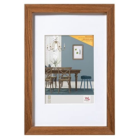 walther design Bilderrahmen eiche dunkel 50 x 70 cm mit Kunstglas und Passepartout Fiorito Holzrahmen EFX070P