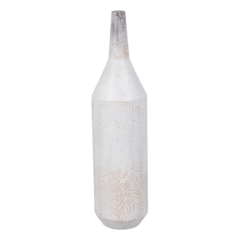 BigBuy Home Vase, Weiß, Eisen, 15 x 15 x 60,5 cm