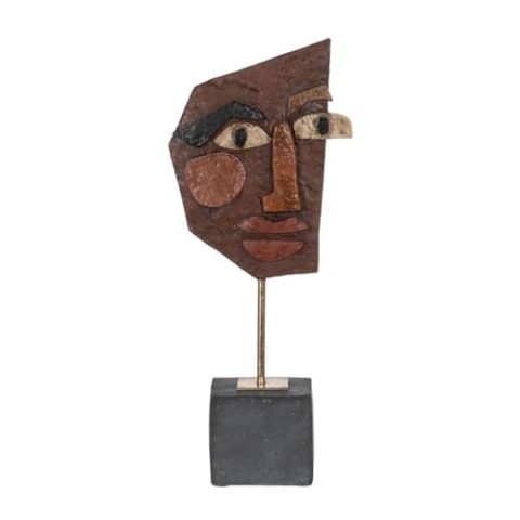 BigBuy Home Skulptur Maske Braun Schwarz 17,8 x 10 x 43,7 cm