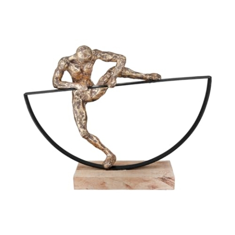 Casablanca große Deko Figur Skulptur Mann XL - Dekofigur aus Aluminium Holz Farbe: Bronze - Dekoration Geschenk Motivation Geburtstag Höhe 32 cm