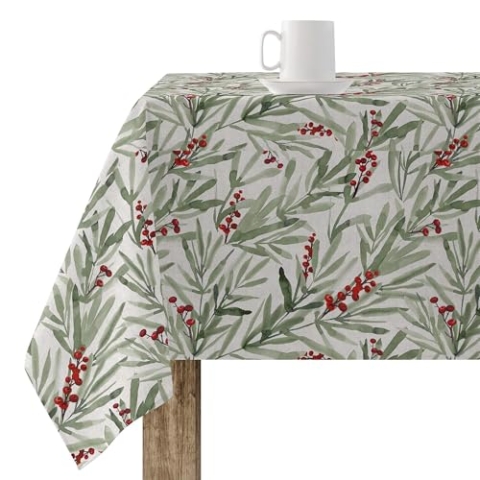 Belum Tischdecke für Weihnachten, geharzt, 300 x 140 cm, 100% geharzte Baumwolle, schmutzabweisend, Nicht laminiert, Modell Merry Christmas 46