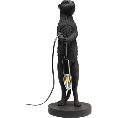 Kare Design Tischleuchte Animal Meerkat, Schwarz, Tischlampe, Schlafzimmerlampe, Tiermotiv, kein Leuchtmittel enthalten, 50x19x19 cm (H/B/T)