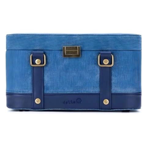 Della Q 22252 Train Case, Polyethylen (PE) Canvas Leder, Indigo, Einheitsgröße