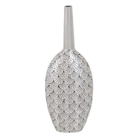 BigBuy Home Vase weiß schwarz Polyresin 29 x 15 x 76 cm