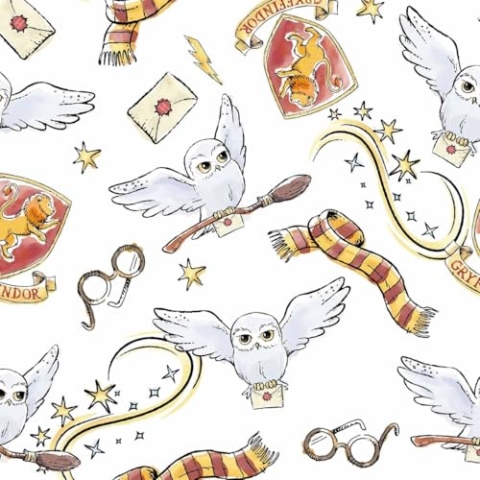 BELUM | Bettbezug Harry Potter | Bettbezug Modell Hedwig | Bettbezug mit Knöpfen | Bettbezug 100% Baumwolle | Qualitätsbettbezug | Bettbezug (120-cm-Bett (200 x 200 cm))
