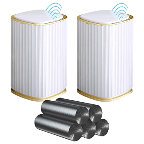 JOYBOS 2er Set Mülleimer quadratisch 15 l mit intelligenter Sensor für Zuhause oder Büro - inkl. 100 Müllbeutel