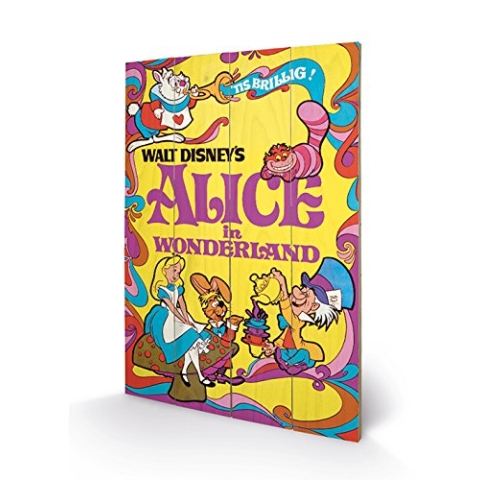 Pyramid International Alice In Wonderland (1974) Holzwand-Kunst, Holz, Mehrfarbig, 40 x 2.5 x 59 cm