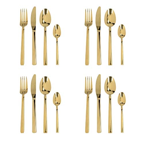 Mikasa C000389 Besteckset, Edelstahl, goldfarben, 16-teilig