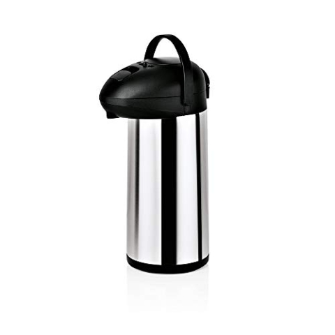 WAS 3908 500 Edelstahl Pump-Isolierkanne Duo mit Tragegrif, Doppelwandig, 5 Ltr, 40 cm Höhe