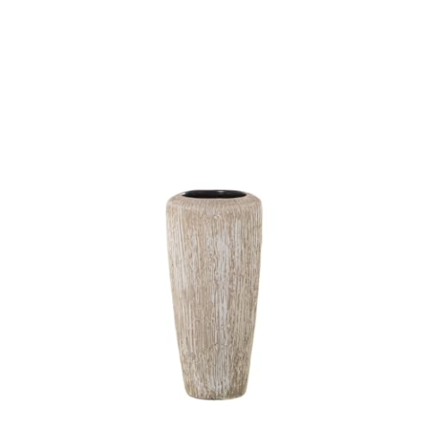 Alexandra House Living Vase, Weiß, Beige, Keramik, gestreift, 17 x 17 x 37 cm