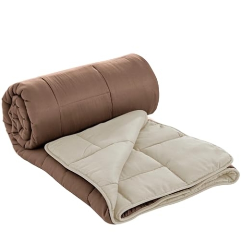 Herzberg, Zweifarbige Mikrofaser-Bettdecke 240x200cm braun HG2420BCO-BRU