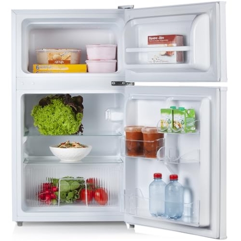 PRIMO Tisch-Kühlschrank PR156FR, 87 l, Kühlschrank mit Gefrierfach, Energie E, Weiß – Küche und Haushalt