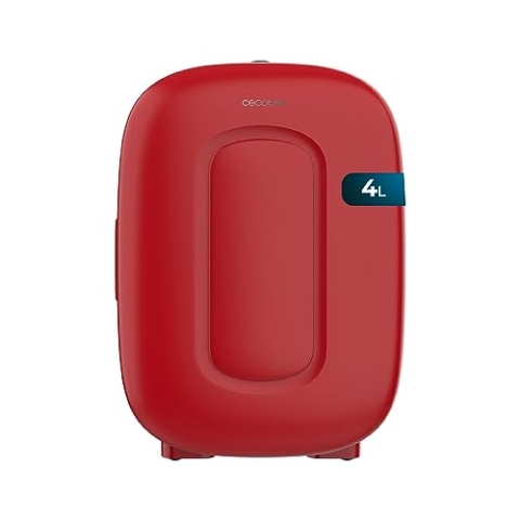 Cecotec Mini-Kühlschrank Bolero MiniCooling 4L Bora Red, Betrieb mit 12V-220V, Kompatibel mit Auto und Wohnwagen, Kühl- und Heizfunktion, Temperaturbereich 5-65º, Einfacher Transport.