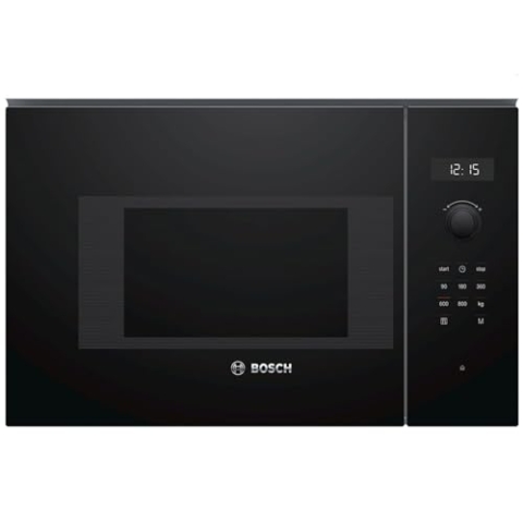 Bosch BFL524MB0 Serie 6 Einbau-Mikrowelle, 38 x 60 cm, 800 W, Drehteller 25,5cm, Türanschlag Links, AutoPilot 7 7 Automatikprogramme, Reinigungsunterstützung, LED-Touchdisplay, Schwarz