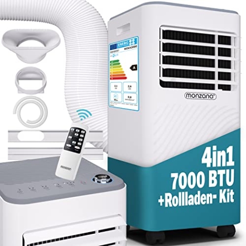 Monzana® lokale Klimaanlage MZKA2000 Mobil Abluftschlauch 7000BTU 3in1 750W 24h Timer 25qm Fernbedienung Luftentfeuchter Rollladenkit Klimagerät