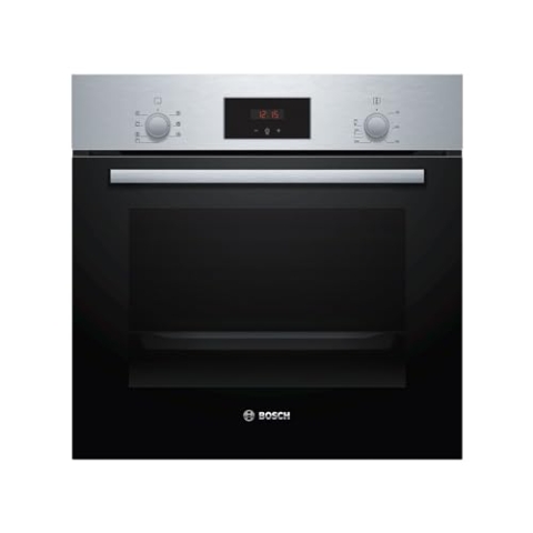 Bosch HBF133BR0 Serie 2 Einbau-Backofen, 60 x 60 cm, EcoClean Direct Reinigungshilfe, 3D Heißluft Backen auf 3 Ebenen, LED-Display, Schnellaufheizung, Kindersicherung, Schwarz, Updated