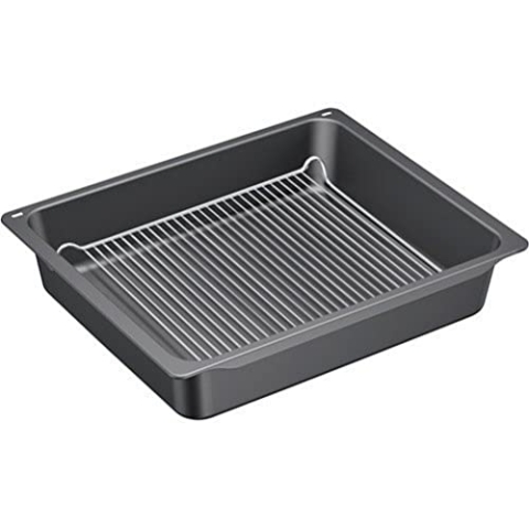 Bosch HEZ633070 Zubehör für Backöfen, Profi-Pfanne mit Rost, anthrazit emailliert, Made in Germany
