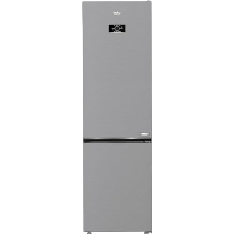 Beko B5RCNA406HXB1 bPRO 500 freistehende Kühl-/Gefrierkombination, großer Kühlschrank, 355 l, NoFrost, Smooth Fit: 90 Grad Türöffnung, 3 Gefrierschubladen, HarvestFresh, AeroFlow, Edelstahl-Look