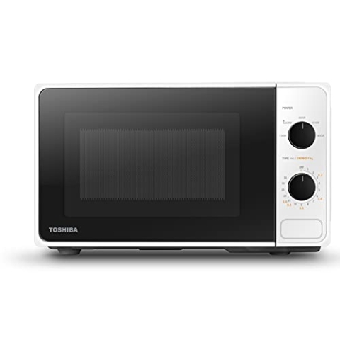 Toshiba Arbeitsplatte MM2-MM20PF(WH) Voll funktionsfähige Mikrowelle mit 5 Leistungsstufen, einfaches Abtauen, 20 L, 800 W, Weiß