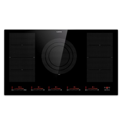 Klarstein Induktionskochfeld Mit 5 Platten, 90cm Glaskeramik-Kochfeld, 9600W, 4 Kochfelder, Touch-Control & Überhitzungsschutz, Effizient
