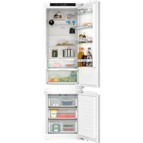 Siemens KI96NVFD0 iQ300, XL-Einbau-Kühl-Gefrier-Kombination, 194 x 56 cm Nische, 215L Kühlen & 75L Gefrieren, Made in Germany, noFrost, 2x längere Frische mit hyperFresh 0º, sehr Leise, Flachscharnier
