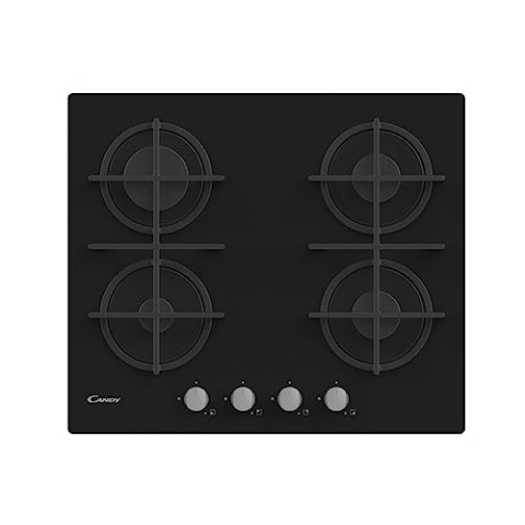 Candy CVG6B Gasherd aus gehärtetem Glas, 4 Flammen, Schwarz
