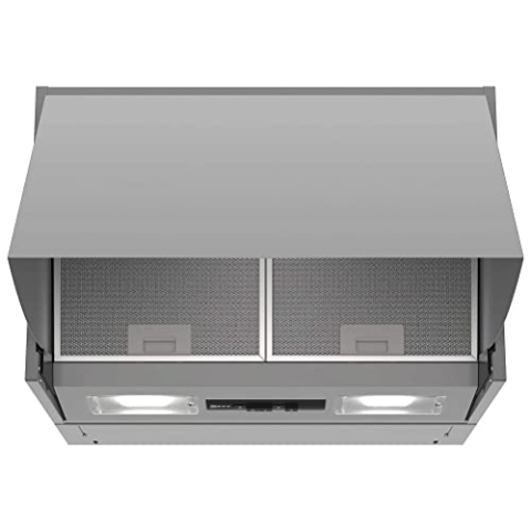 NEFF D64MAC1X0 Dunstabzugshaube, Zwischenbauhaube, 59.9 cm, Hohe Luftleistung mit 2-motorigem Gebläse, Silber