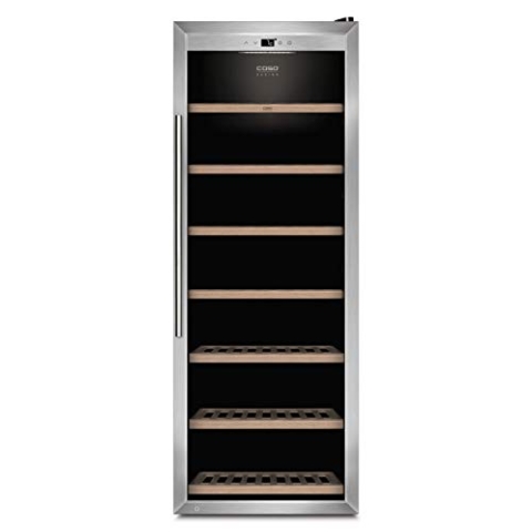 CASO WineSafe 137 | Weinkühlschrank für 137 Flaschen | abschließbar, auf 5-20°C einstellbar, leise, Touch, LED beleuchtet, freistehend, Edelstahl