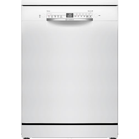 Bosch SMS2HTW02E Serie 2, Geschirrspüler, freistehend, Home Connect, Remote-Diagnose, Waschassistent, bevorzugtes Programm, EcoDosage, Weiß, 60 cm